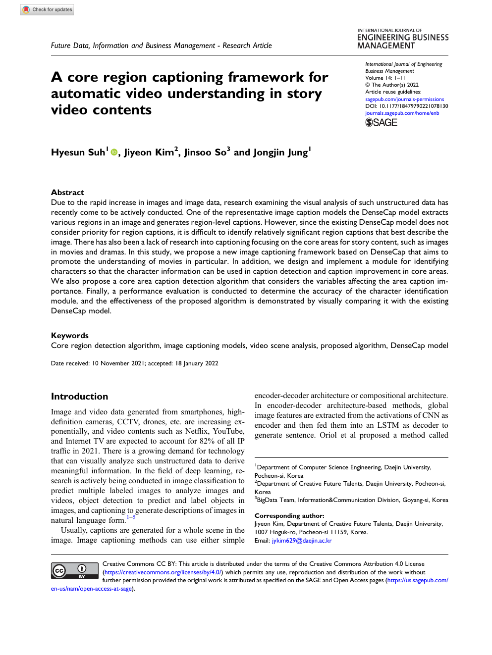A core region captioning framework 논문 표지